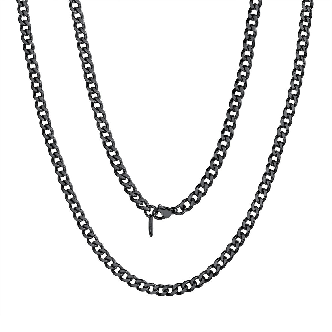 4.8mm Cuban Link Chain Necklace Black Plated