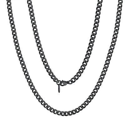 4.8mm Cuban Link Chain Necklace Black Plated