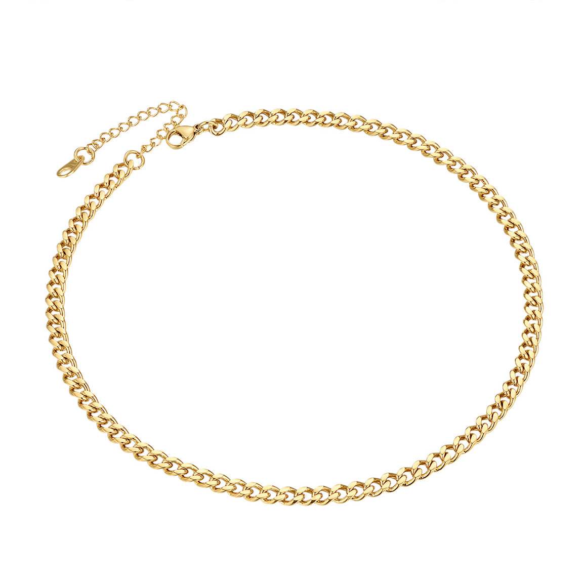 4.8mm Cuban Link Chain Necklace Gold Plated