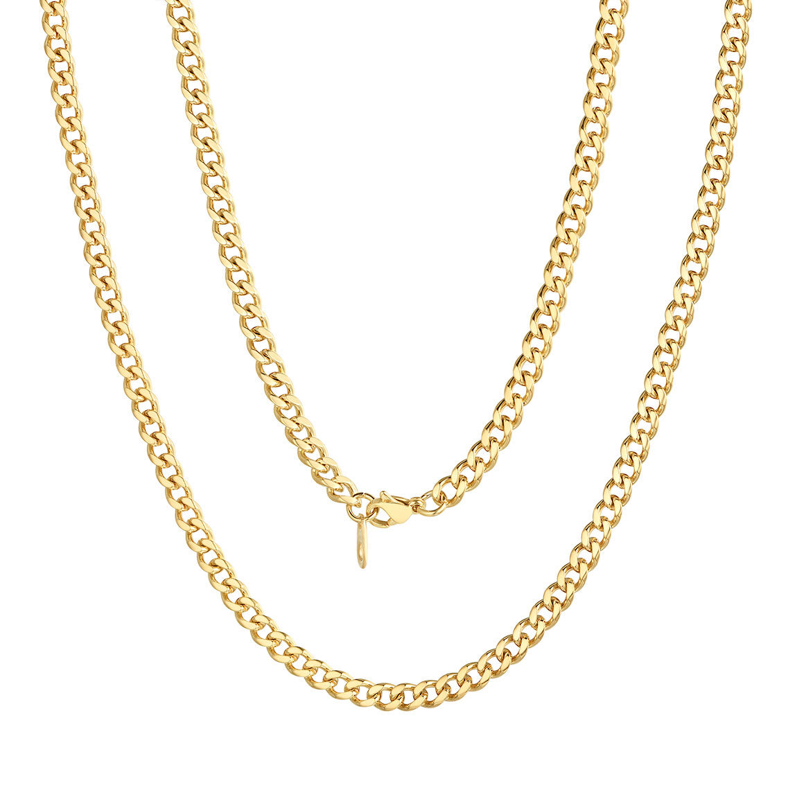 4.8mm Width Cuban Link Chain Necklace Gold Plated