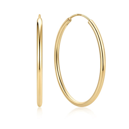 40mm Gold plated hoop earrings on a white background