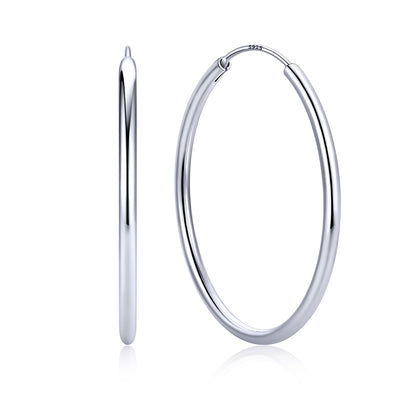 40mm Silver hoop earrings on a white background