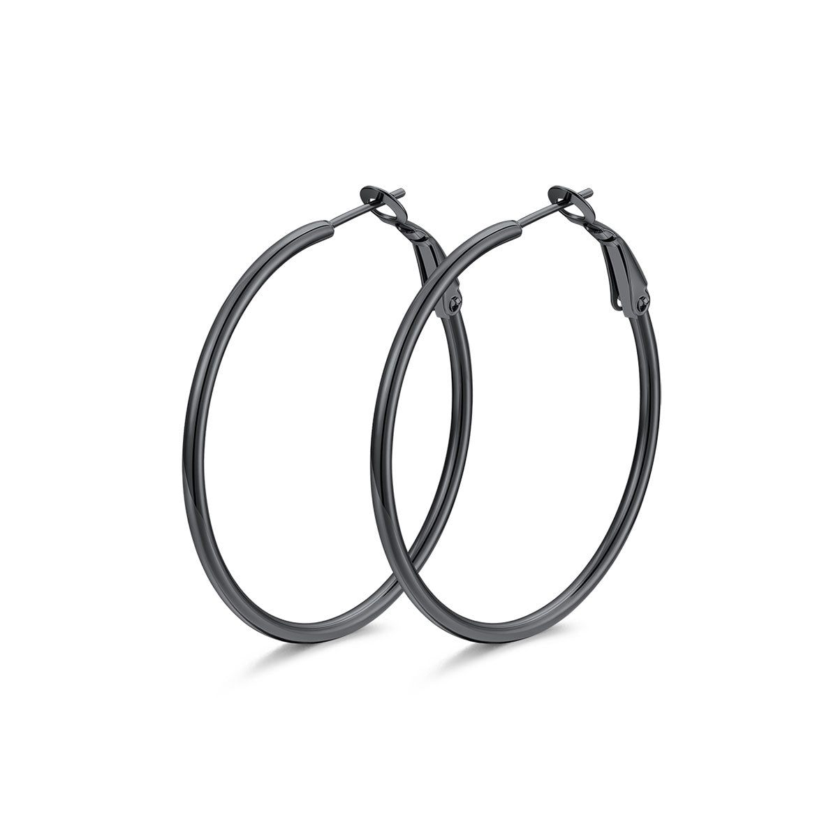 40mm black Classic Statement Hoop Earrings for Women on a white background