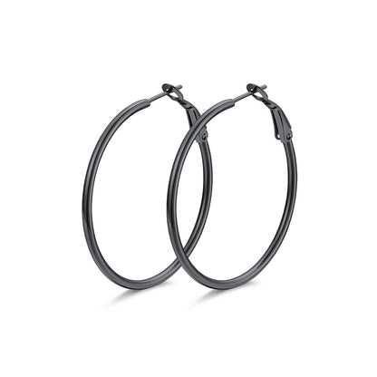 40mm black Classic Statement Hoop Earrings for Women on a white background