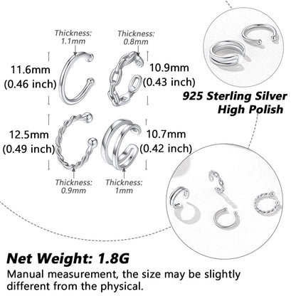4Pcs Ear Cuffs Earrings Set Non Piercing Dimension, Durable, Hypoallergenic
