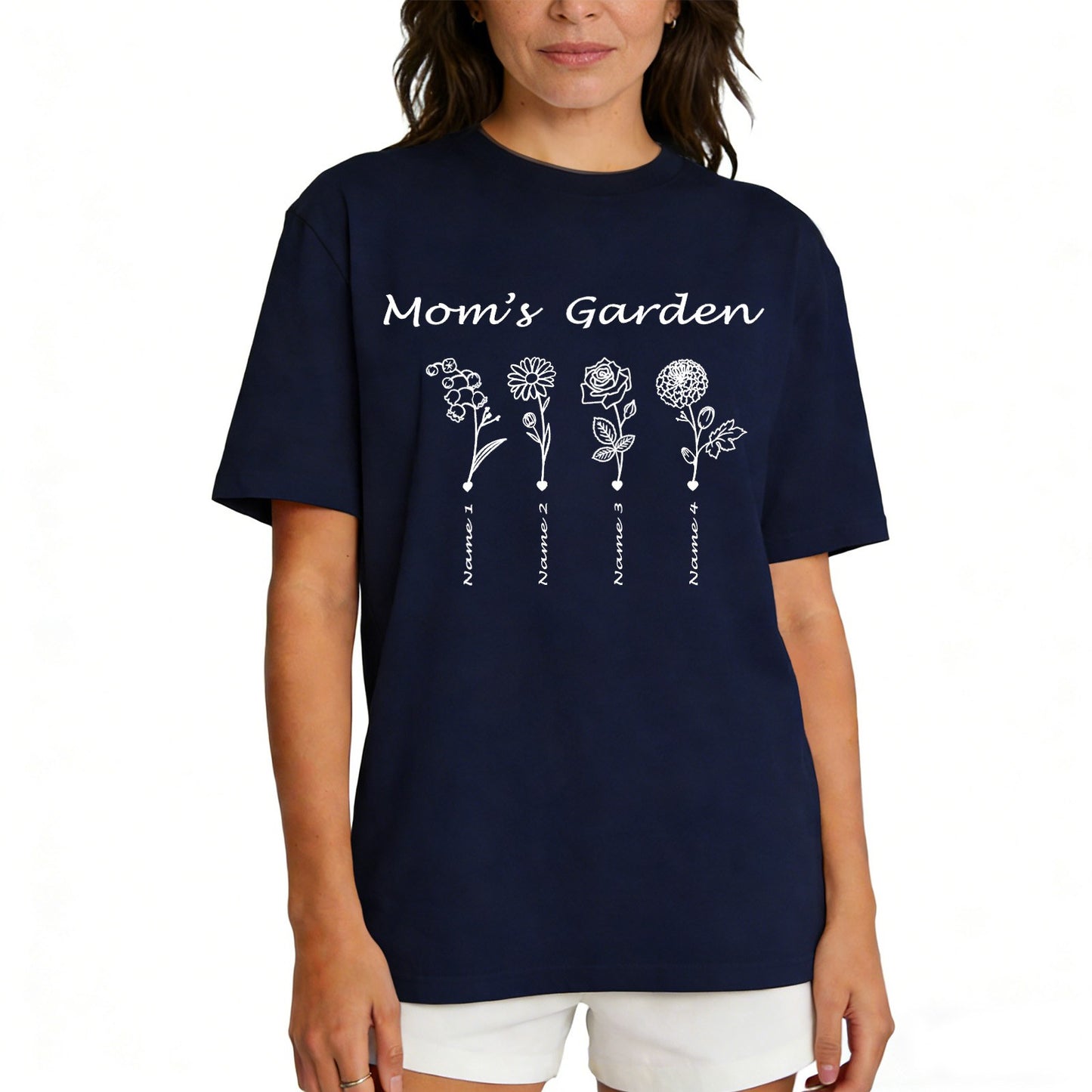 Custom Name Garden Flower T Shirt for Mom 1-5 Names