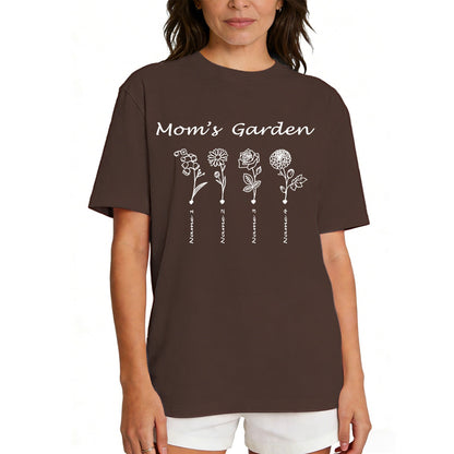 Custom Name Garden Flower T Shirt for Mom 1-5 Names
