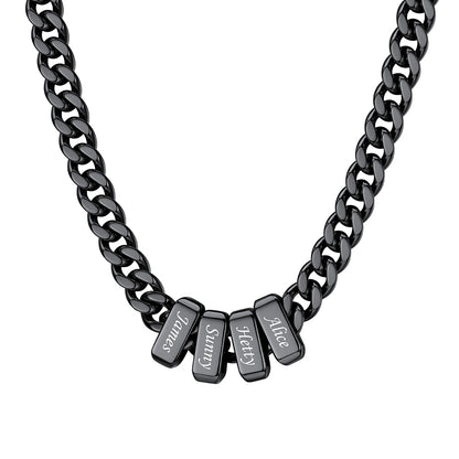 4 Name Cuban Link Necklace Black 7MM