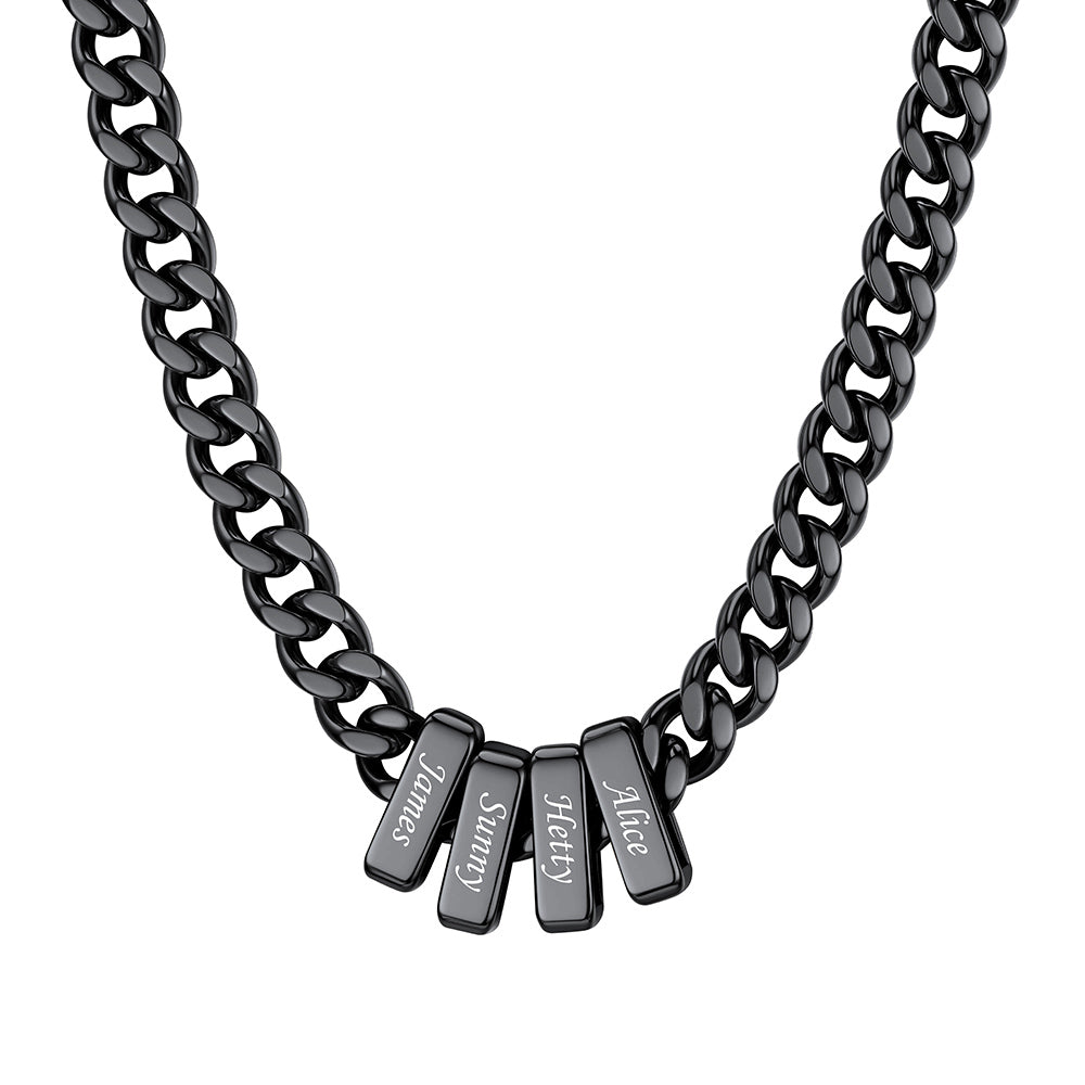 4 Name Cuban Link Necklace Black 9MM