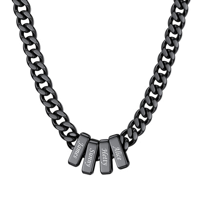 4 Name Cuban Link Necklace Black 9MM