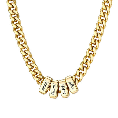 4 Name Cuban Link Necklace Gold 7MM