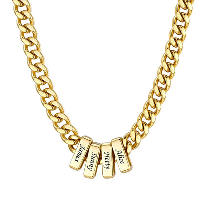 4 Name Cuban Link Necklace Gold 9MM