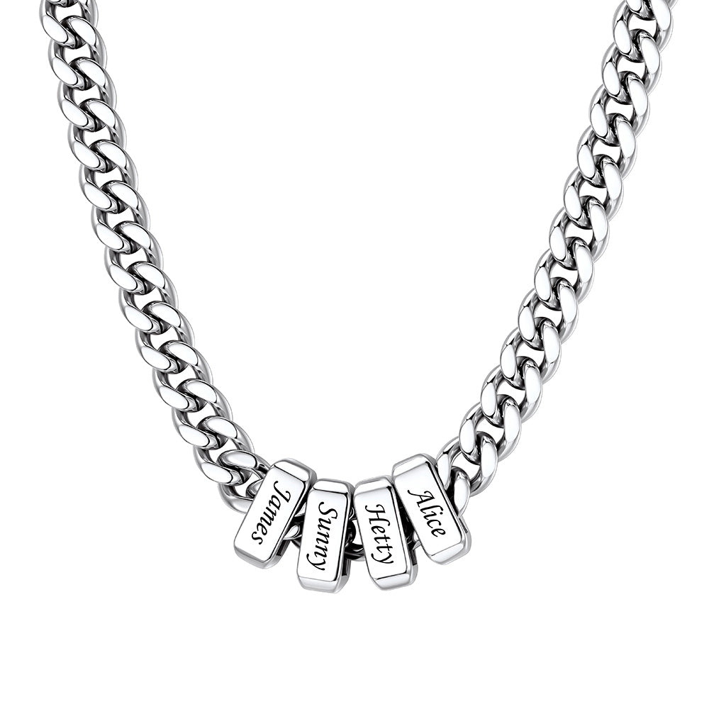 4 Name Cuban Link Necklace Steel 7MM