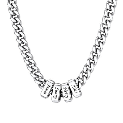 4 Name Cuban Link Necklace Steel 7MM