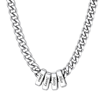 4 Name Cuban Link Necklace Steel 9MM