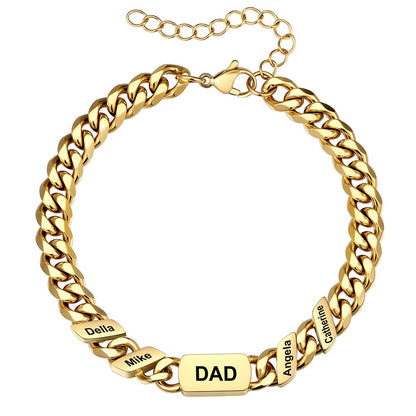 4 Names Cuban Chain Bracelet Gold Plated