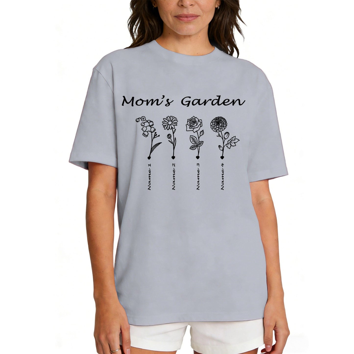 Custom Name Garden Flower T Shirt for Mom 1-5 Names