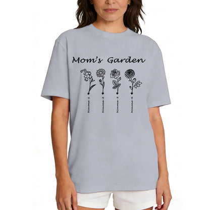 Custom Name Garden Flower T Shirt for Mom 1-5 Names
