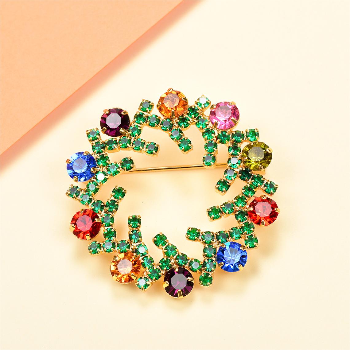 ⚡Flash Sale Color Christmas Wreath Brooch Pin