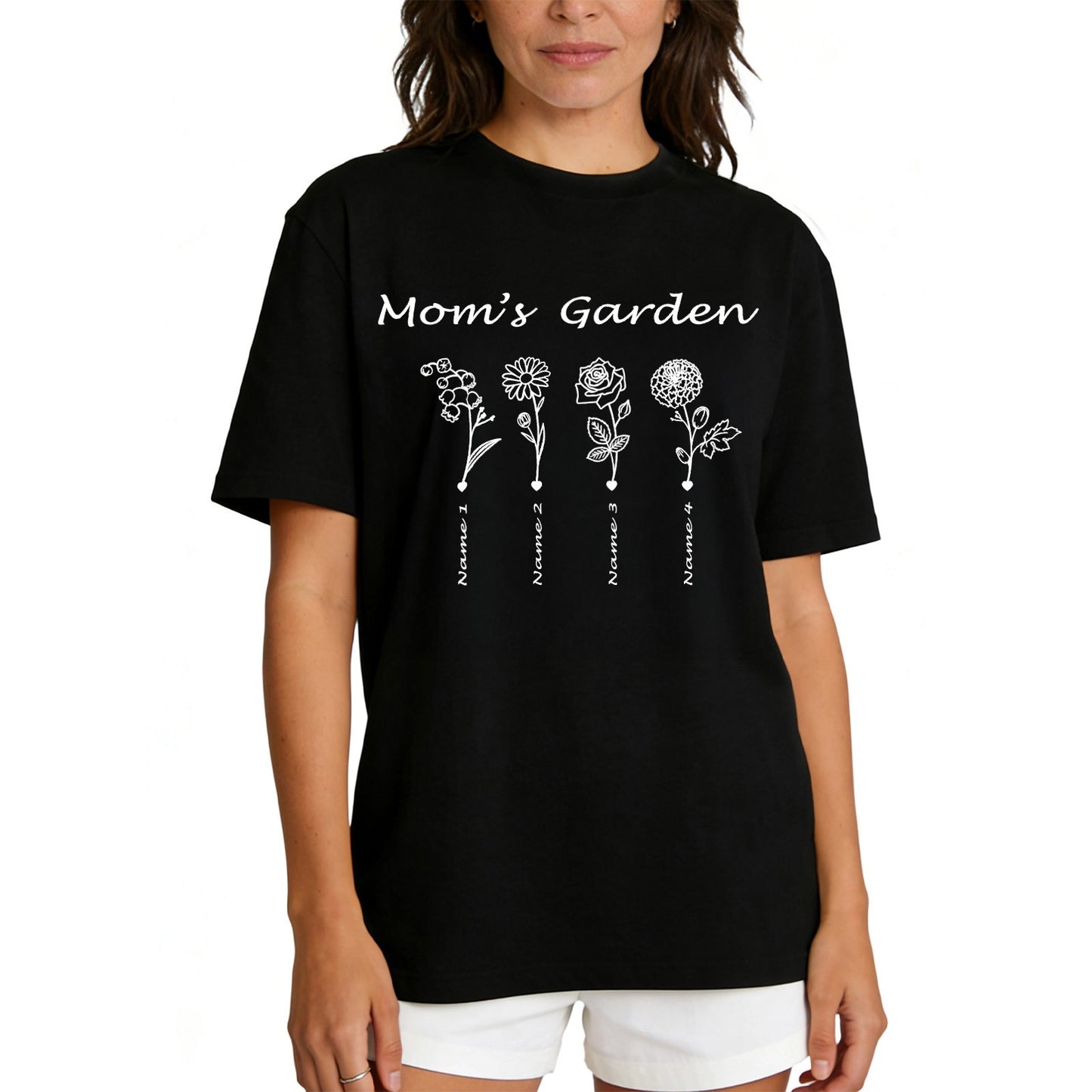 Custom Name Garden Flower T Shirt for Mom 1-5 Names
