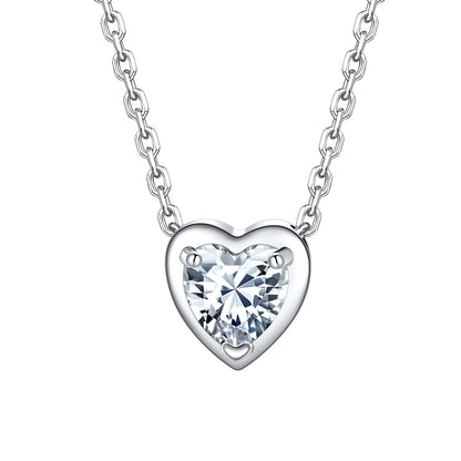 Silver Heart April Birthstone Necklace on a white background