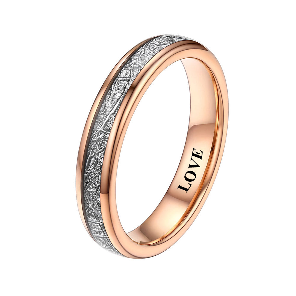 4mm Meteorite Inlay Tungsten Carbide Ring