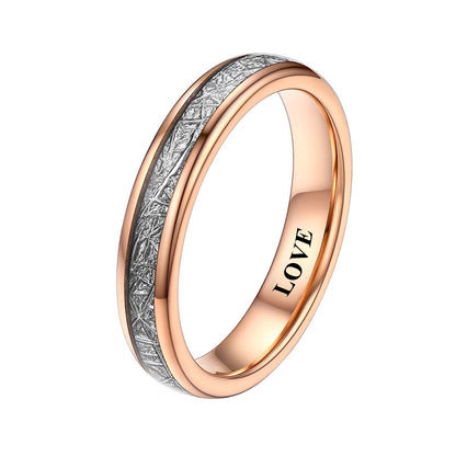 4mm Meteorite Inlay Tungsten Carbide Ring