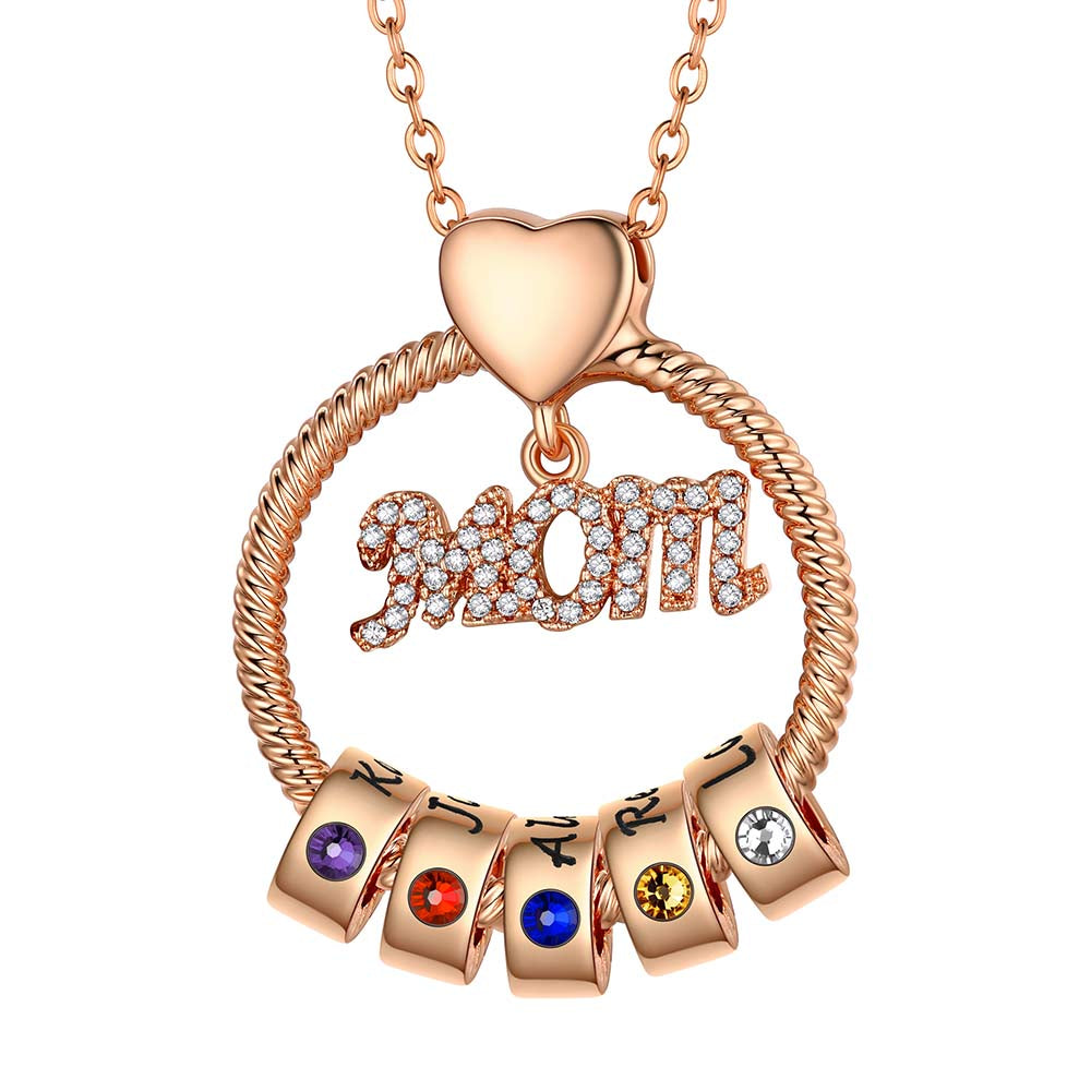 5 Birthstone Necklace Rose Gold