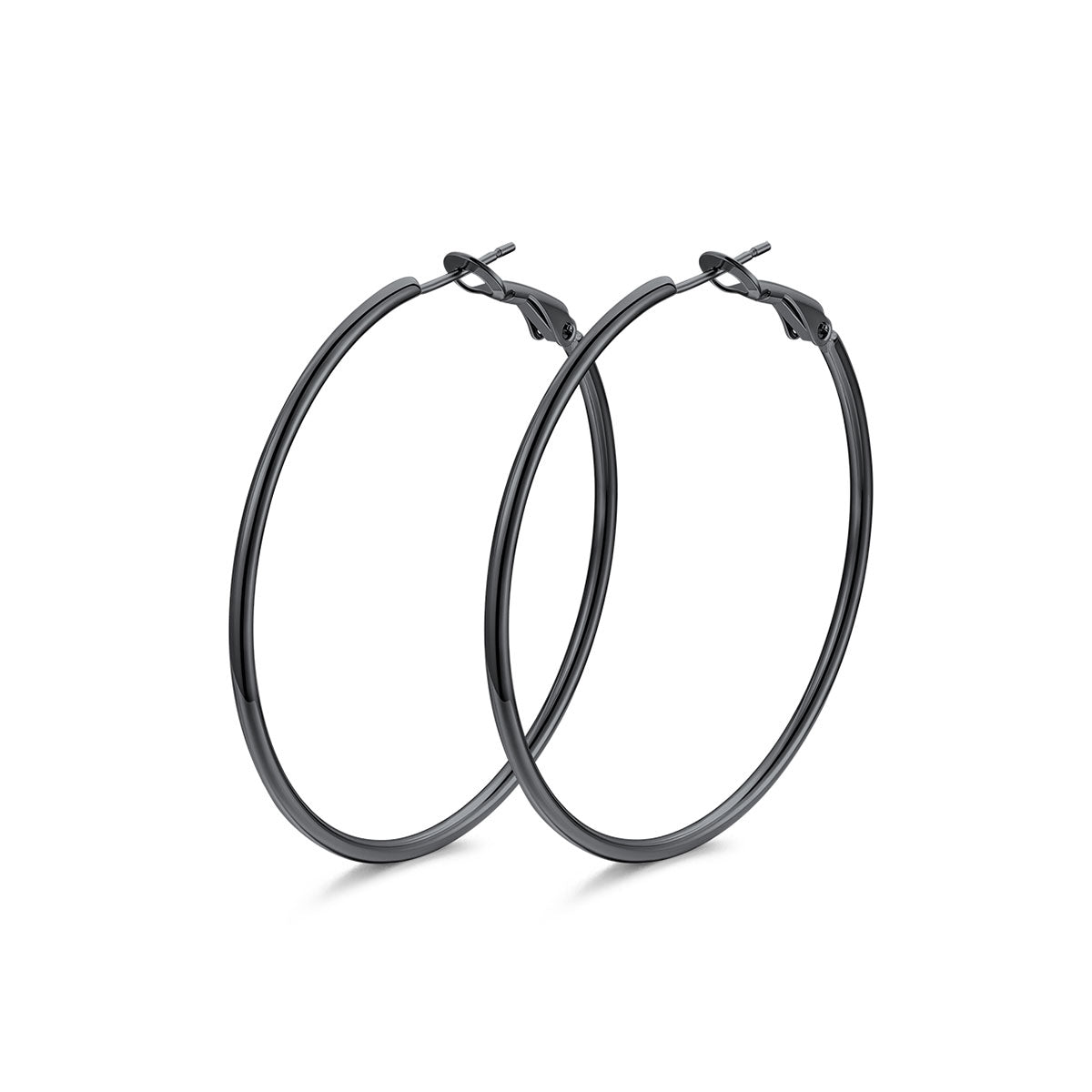 50mm black Classic Statement Hoop Earrings for Women on a white background