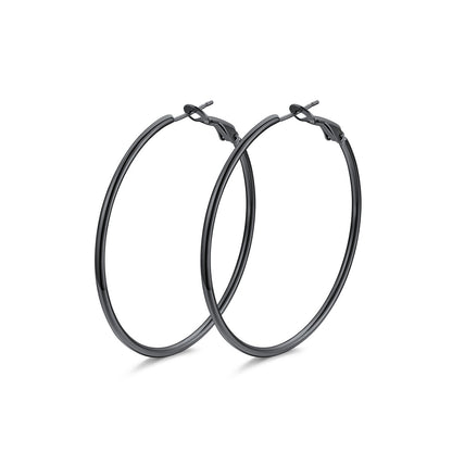 50mm black Classic Statement Hoop Earrings for Women on a white background