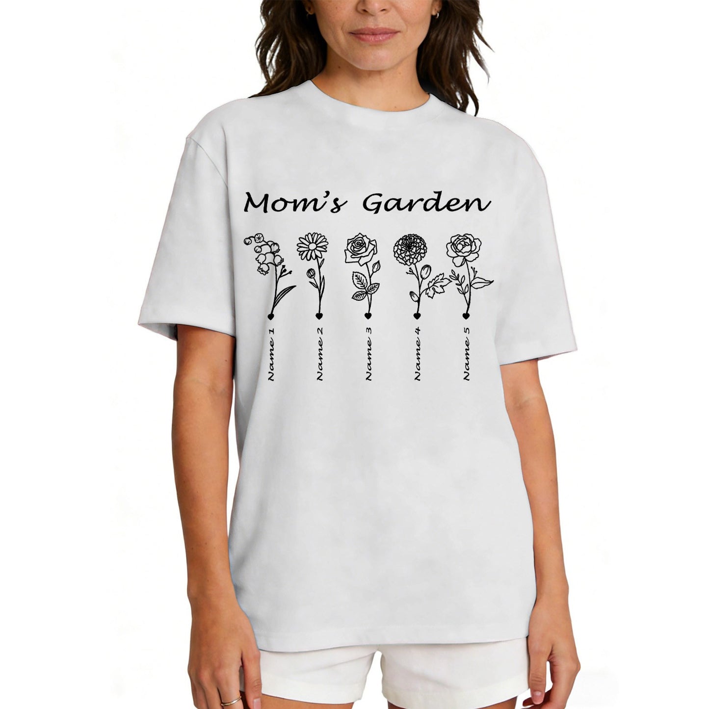 Custom Name Garden Flower T Shirt for Mom 1-5 Names
