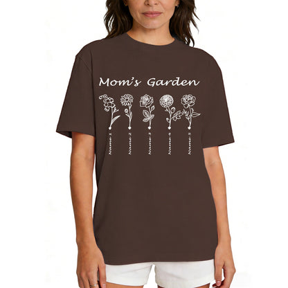 Custom Name Garden Flower T Shirt for Mom 1-5 Names