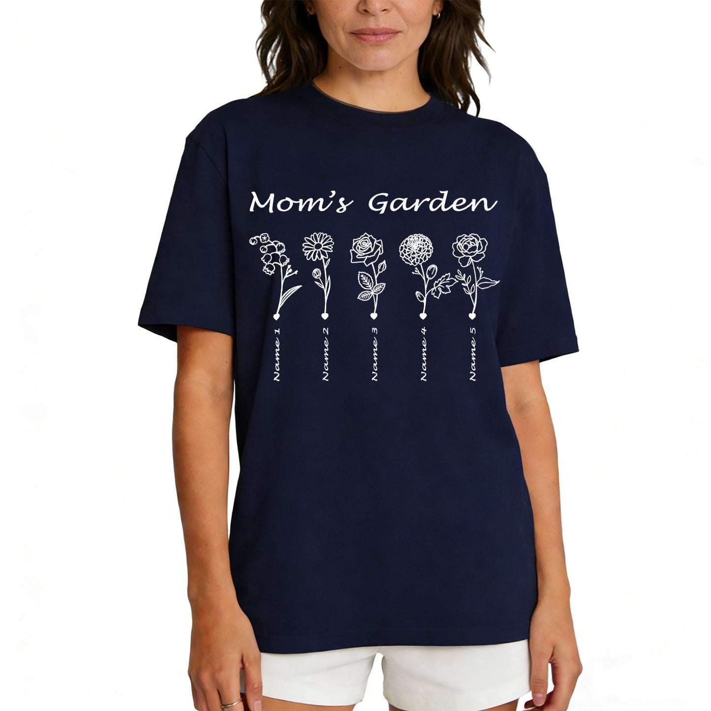 Custom Name Garden Flower T Shirt for Mom 1-5 Names