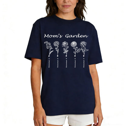 Custom Name Garden Flower T Shirt for Mom 1-5 Names