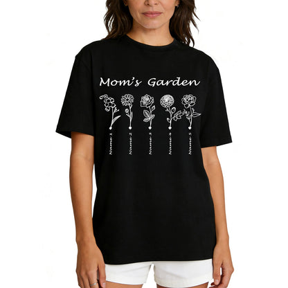 Custom Name Garden Flower T Shirt for Mom 1-5 Names