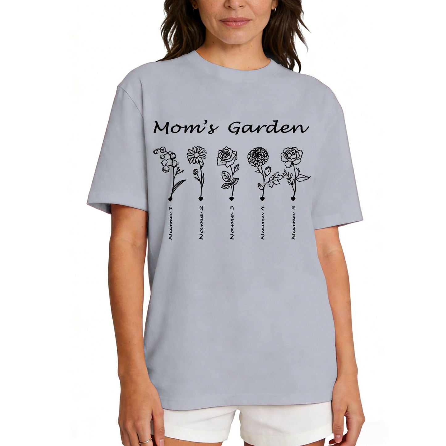 Custom Name Garden Flower T Shirt for Mom 1-5 Names