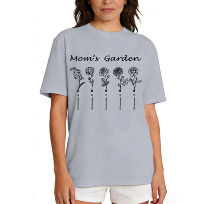 Custom Name Garden Flower T Shirt for Mom 1-5 Names