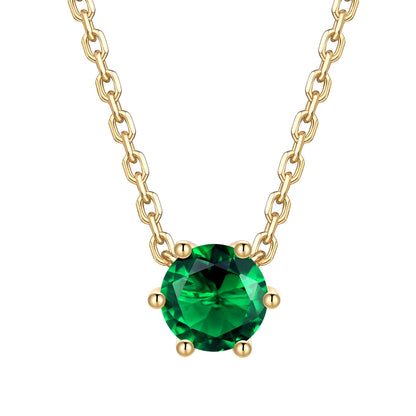 Round Cut May Birthstone Necklace on a white background