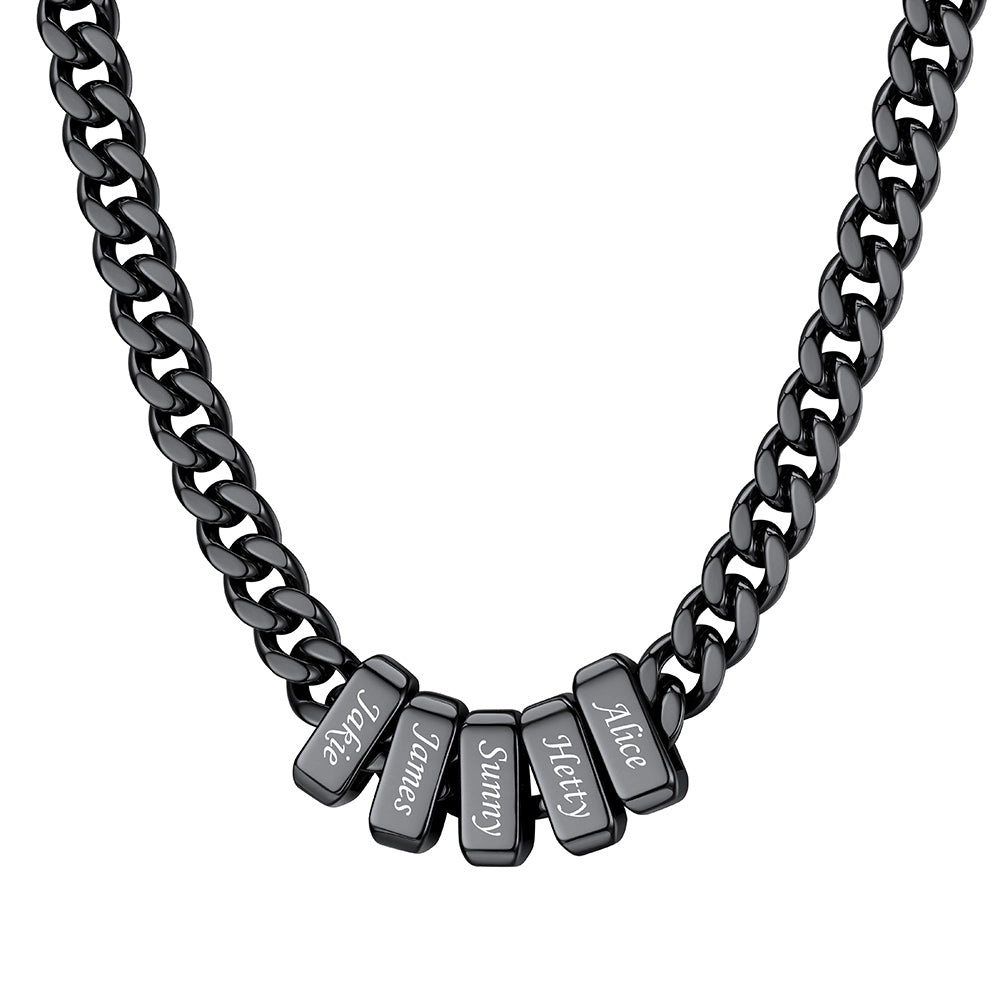5 Name Cuban Link Necklace Black 7MM