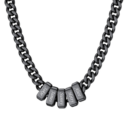 5 Name Cuban Link Necklace Black 7MM