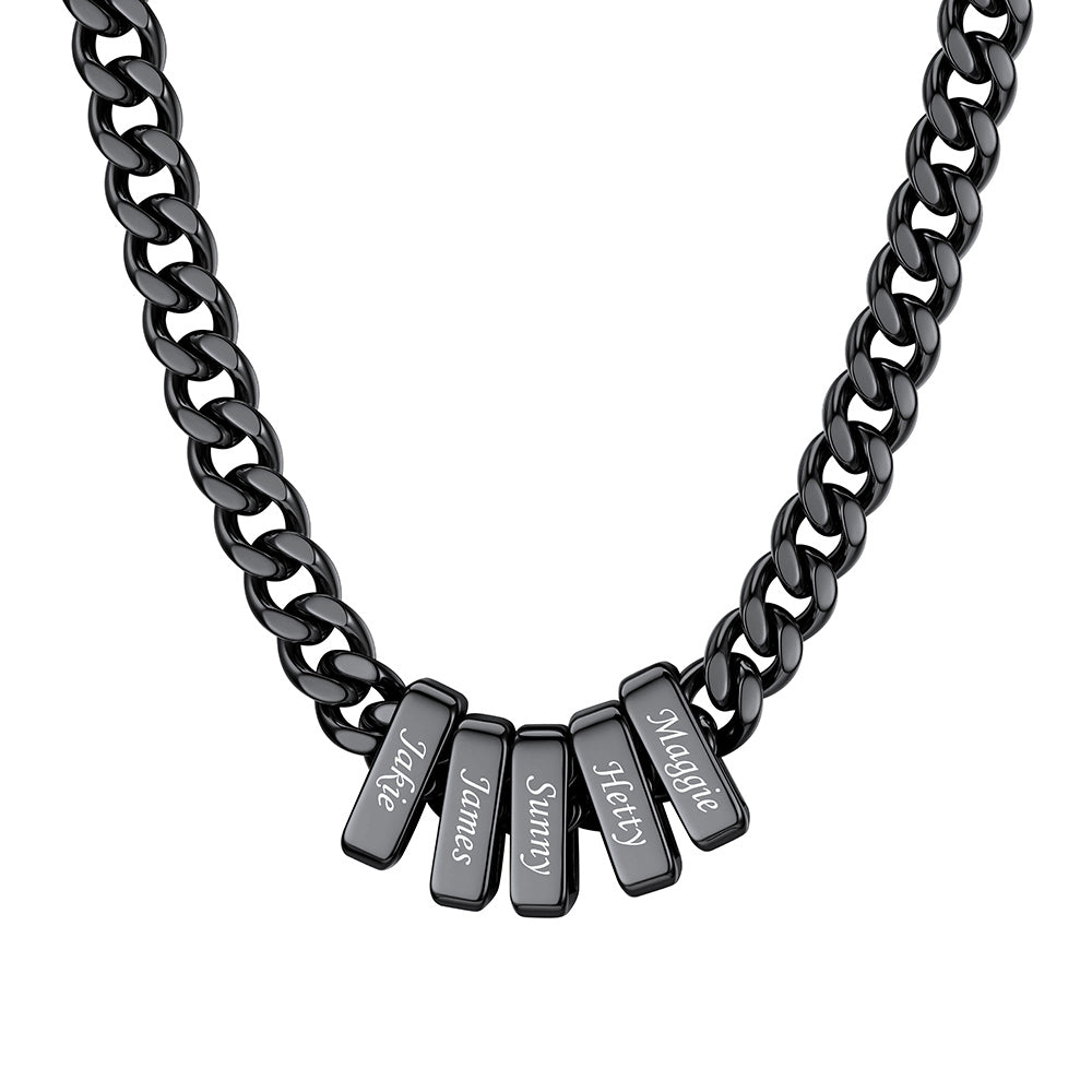 5 Name Cuban Link Necklace Black 9MM