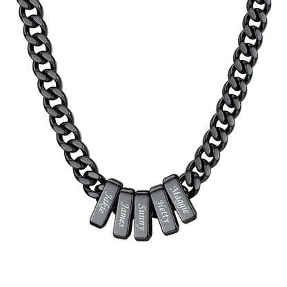 5 Name Cuban Link Necklace Black 9MM