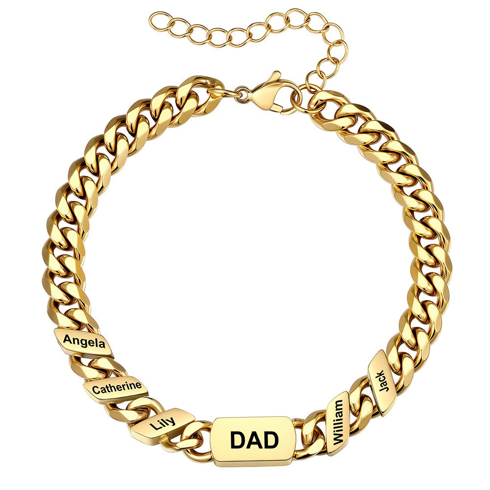 5 Names Cuban Chain Bracelet Gold Plated