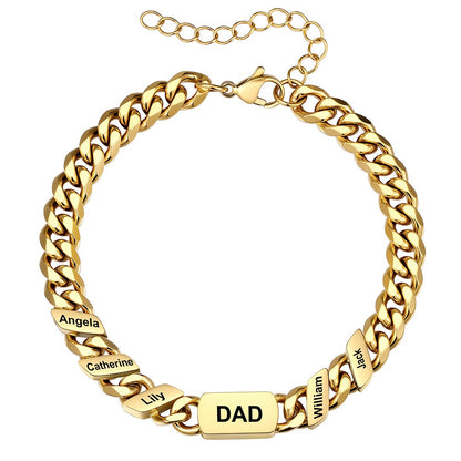 5 Names Cuban Chain Bracelet Gold Plated