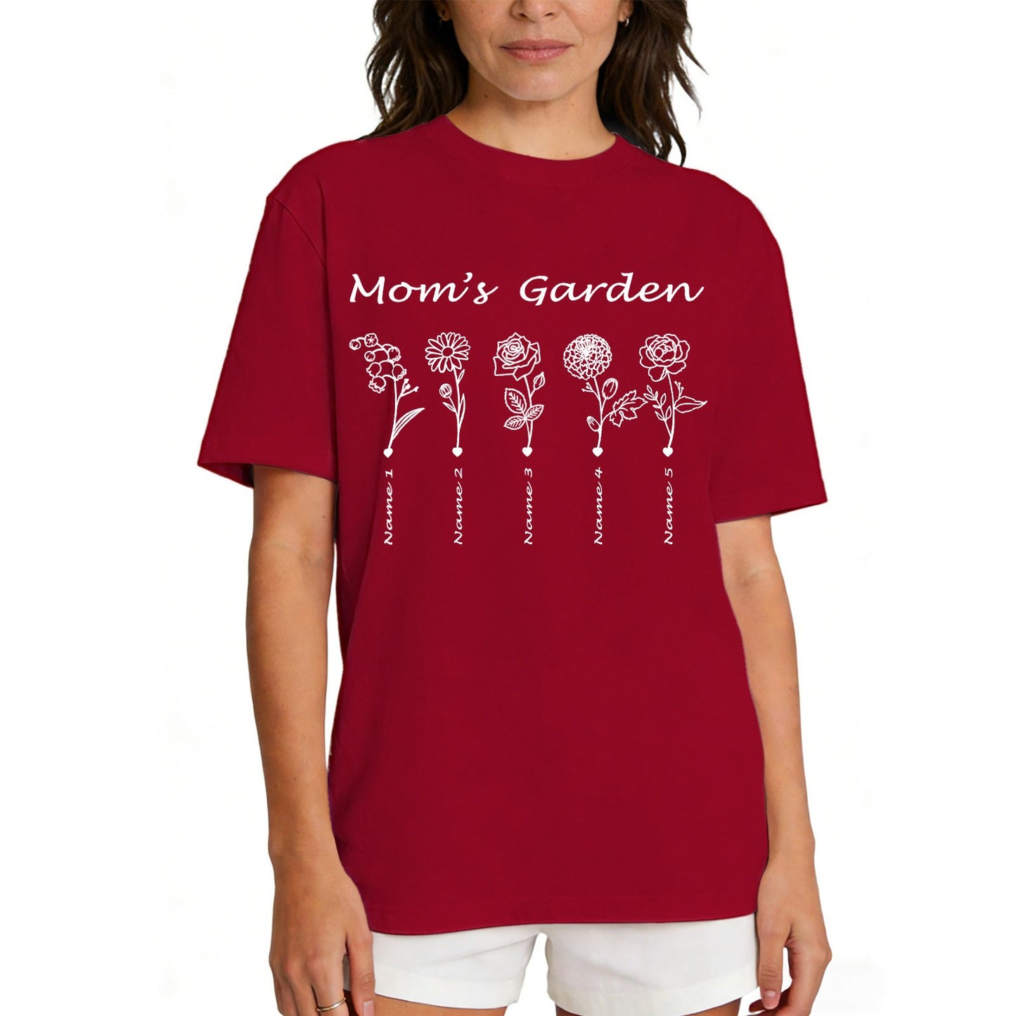 Custom Name Garden Flower T Shirt for Mom 1-5 Names