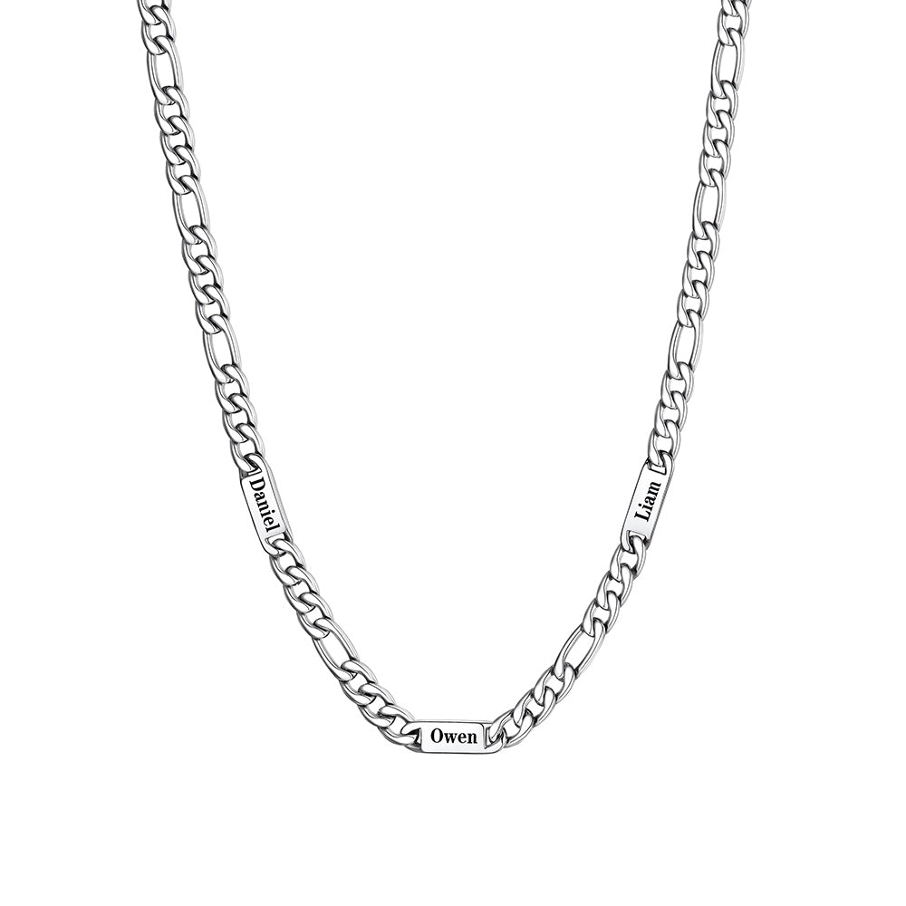 5mm 3 Name Figaro Chain Necklace 