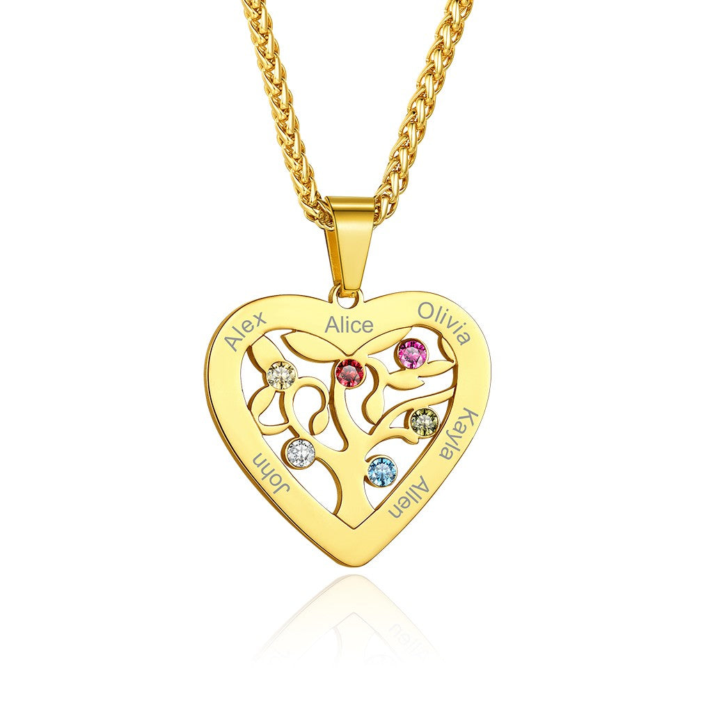 Family Tree of Life 2-7 Birthstone Necklace For Women