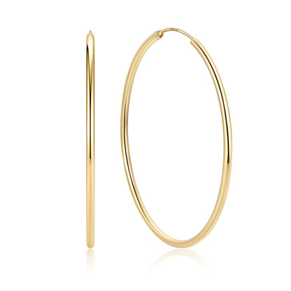 60mm Gold Plated hoop earrings on a white background