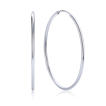 60mm Sterling Silver hoop earrings on a white background