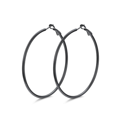 60mm black Classic Statement Hoop Earrings for Women on a white background